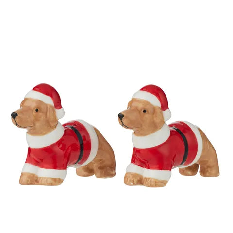 DACHSHUND CERAMIC CHRISTMAS S&P SHAKERS