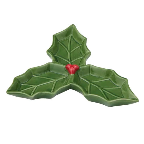 CHRISTMAS HOLLY LEAF PLATE CERAMIC (Copy)