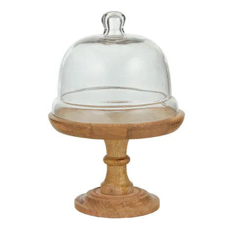 CAL FOOTED WOOD/GLASS CLOCHE 20X23CM NATURAL