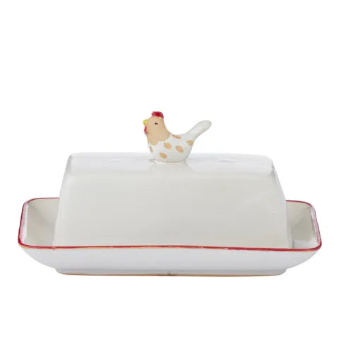 CHARLIE CHOOK CER BUTTER DISH 18X12X12CM