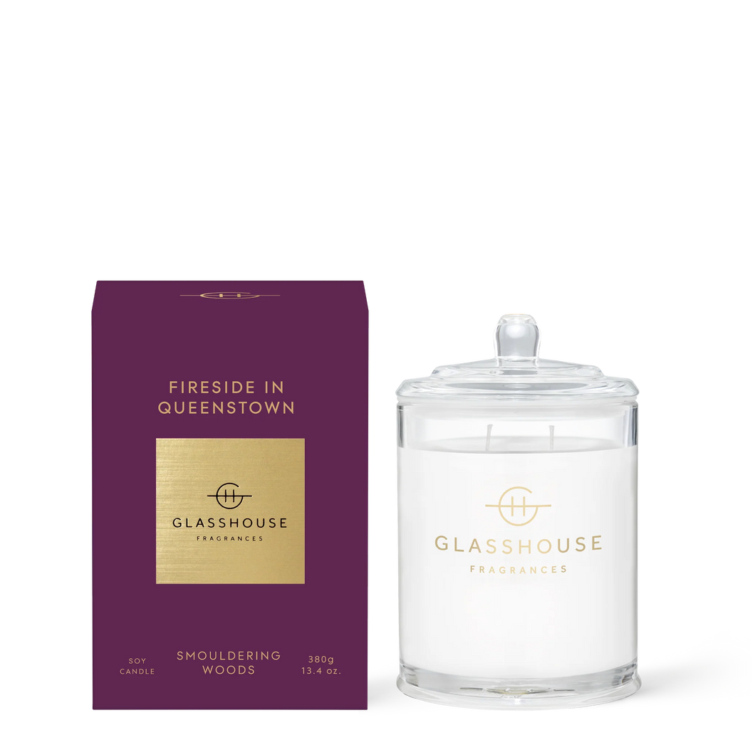 GLASSHOUSE FRAGRANCE 380G CANDLE - FIRESIDE IN QUEENSTOWN