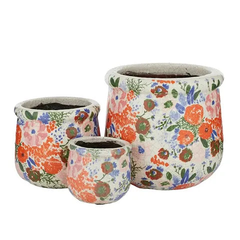 FLEUR FLORAL CERAMIC POT