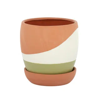 SPLICED CERAMIC POT WITH SAUCER