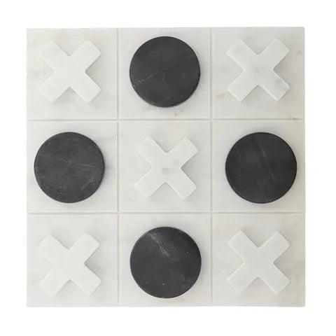 TIC TAC TOE MARBLE GAME 30X30CM WHT/BLK Sydney's Plant Market