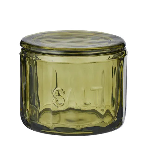 LIA GLASS SALT JAR 9.5X8CM GREEN