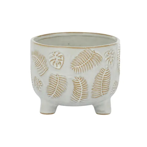 LEAFLET CERAMIC POT 12.5X10.5CM