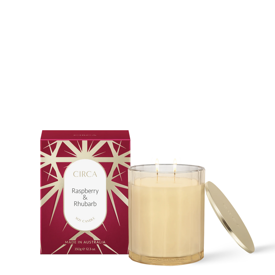 RASPBERRY & RHUBARB Soy Candle 350g Sydney's Plant Market