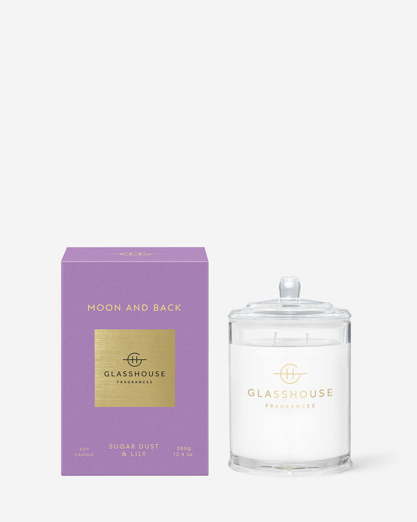 GLASSHOUSE FRAGRANCE 380G CANDLE - MOON AND BACK