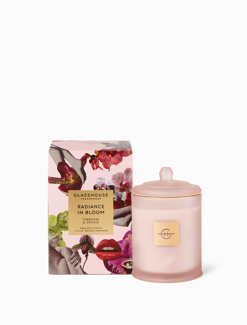 GLASSHOUSE FRAGRANCE 380G CANDLE -MOTHERS DAY- RADIANCE IN BLOOM