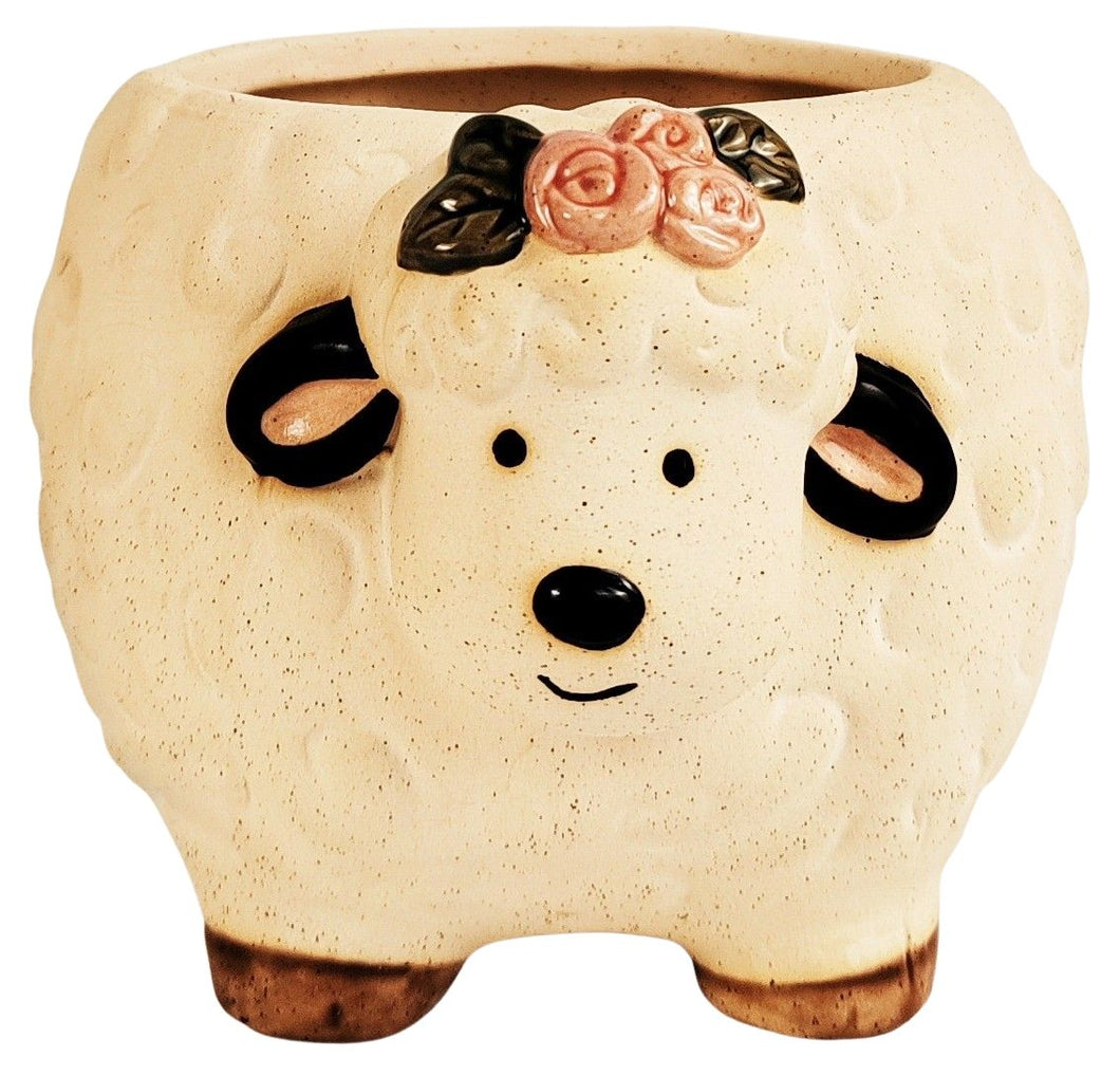 Sheep with Flowers Planter Sand 10.5cm