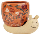 Snail with Flowers Planter Pink & Sand Sydney's Plant Market