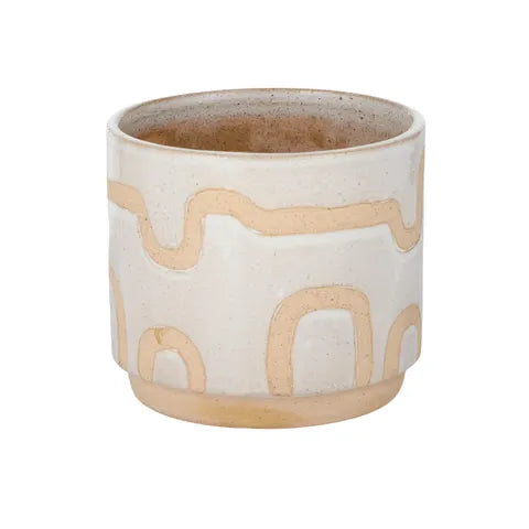 SQUIGGLE CERAMIC POT 13.5X12CM NATURAL