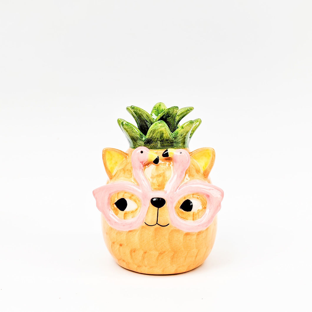 Tropicana Cat Pineapple Vase Orange