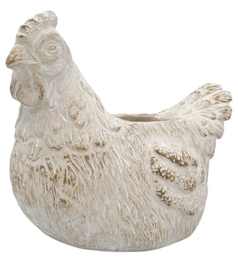 FABLE CHICKEN PLANTER BISQUE 25CM