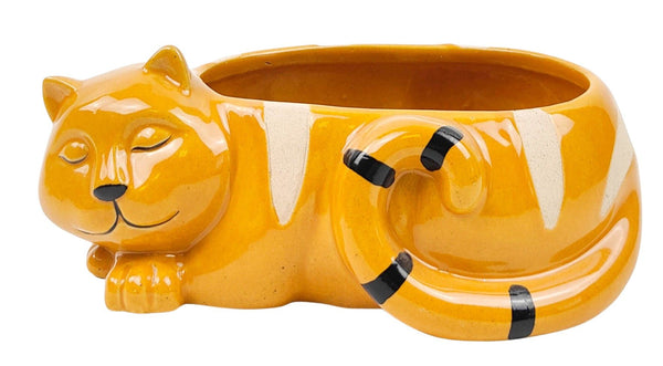 Sleeping Cat Planter Orange H7x18cm Sydney's Plant Market