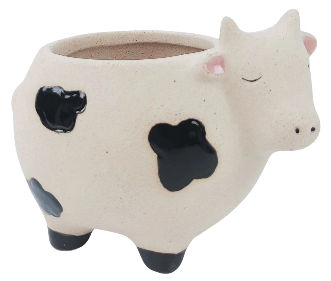 Cow Planter Sand Black