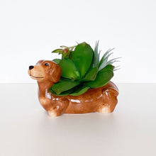 Load image into Gallery viewer, CUTE DACHSHUND PLANTER BROWN 20CM
