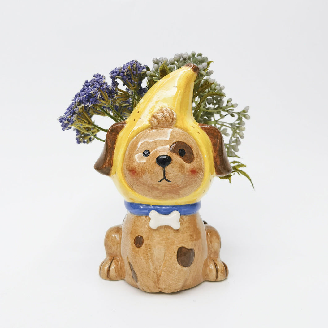 BANANA DOG PLANTER POT