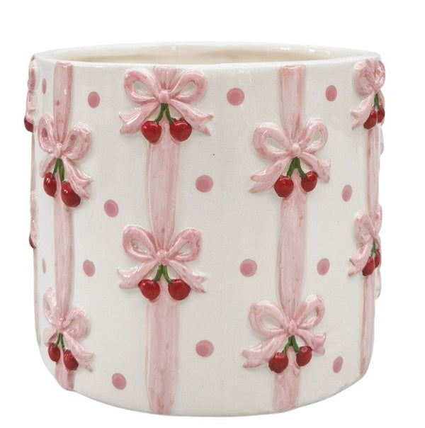 PINK CHERRY BOW PLANTER