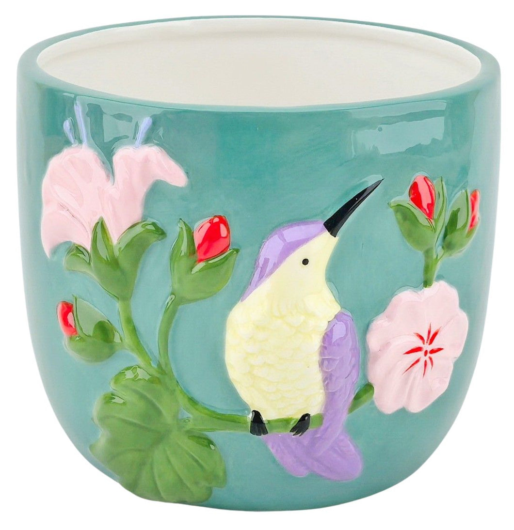 TROPICAL TURQUOISE HUMMINGBIRD PLANTER