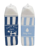 BLUE MILK CARTON SALT & PEPPER SHAKERS SET