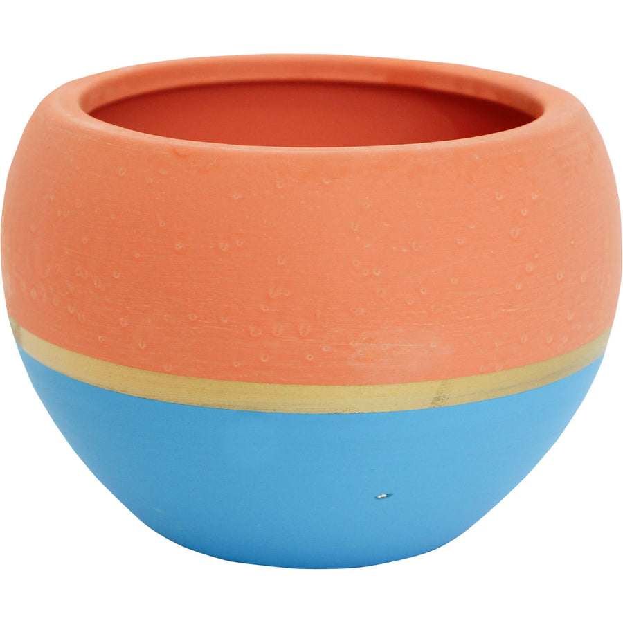ROUND POT NAVY/TERRACOTTA