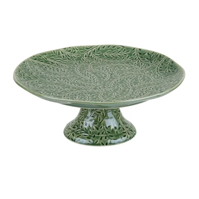 VENUS CERAMIC FOOTED PLATE 26.5X10.5CM GREEN Sydney's Plant Market