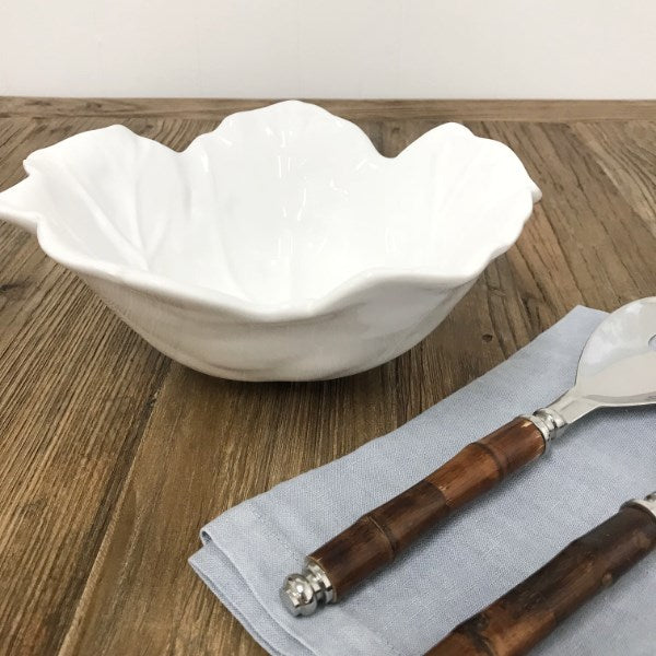 White Ceramic Leaf Bowl - Medium Sydney's Plant Market