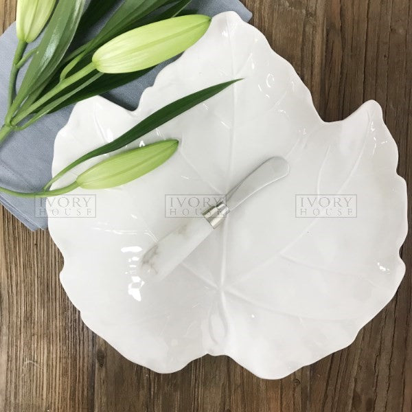 White Ceramic Leaf Plate Sydney's Plant Market