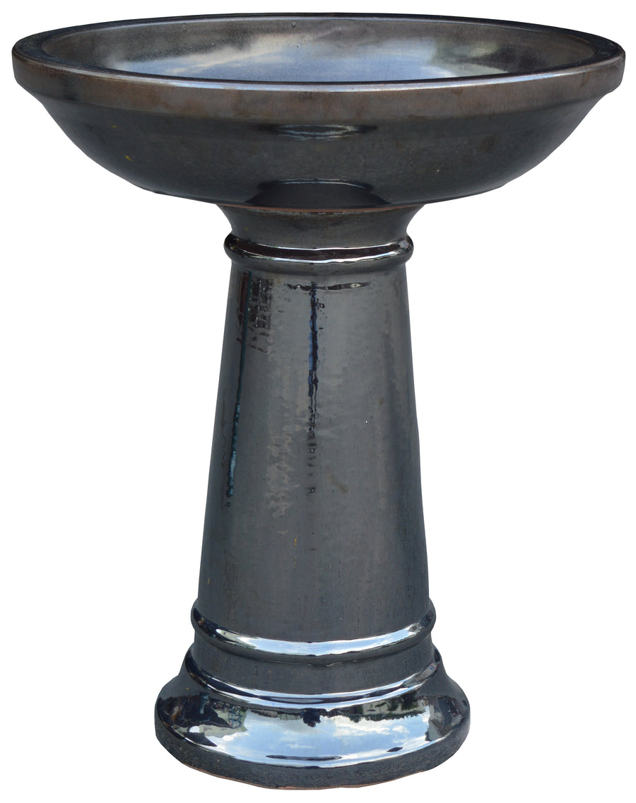GLAZE BIRD BATH  - ASSORTED COLOURS - Sydney's Plant Market