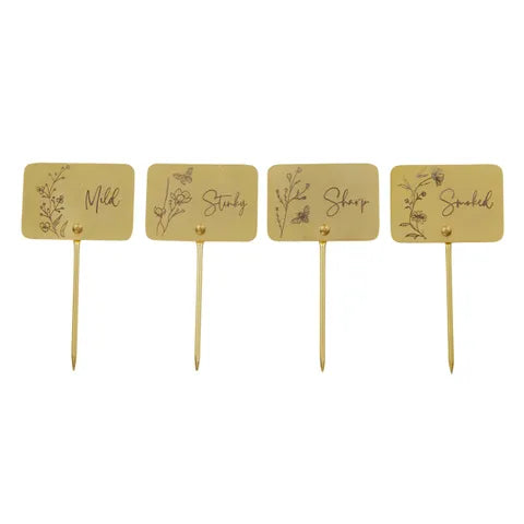 PRINTEMPS S/4 CHEESE MARKERS 8CM GOLD Sydney's Plant Market