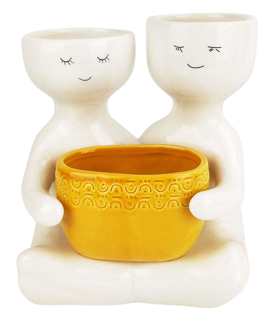 Friends holding a pot Planter Mustard Lg 21cm H21x20x12cm Sydney's Plant Market