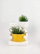 Friends holding a pot Planter Mustard Lg 21cm H21x20x12cm Sydney's Plant Market