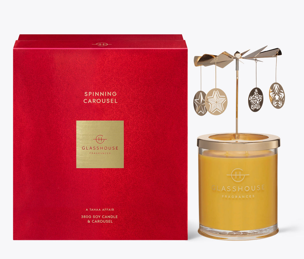 Glasshouse Fragrance 380g Candle with spinning carousel Gift Pack