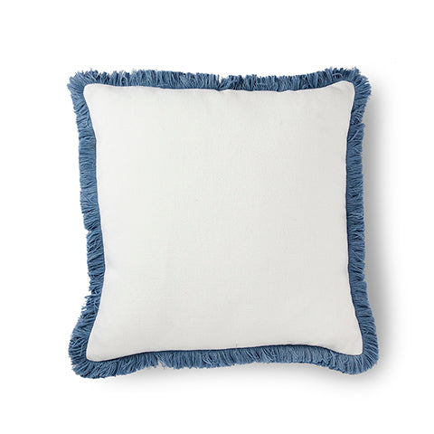 Vera Blue Fringe Cushion 50cm - Sydney's Plant Market