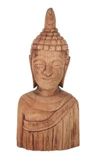 PALI WOODEN BUDDHA BUST 20X43.5CM NAT Sydney's Plant Market