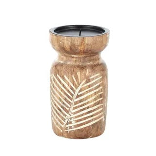 SPRUCE WOOD CANDLEHOLDER 10X16CM - Sydney's Plant Market