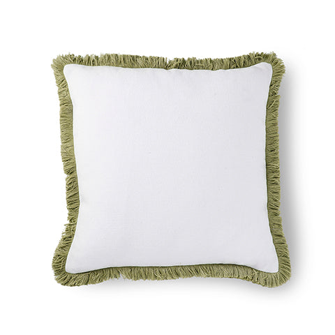 Vera Green Fringe Cushion 50cm Sydney's Plant Market