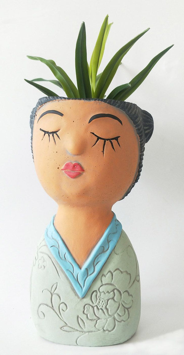 Oriental Lady Planter Green 29cm - Sydney's Plant Market