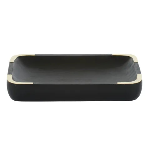 SPLICE WOOD/METAL TRAY 25X15X4CM BLACK Sydney's Plant Market