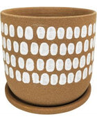 Tessa Dot Planter with Saucer Mocha - Sydney's Plant Market