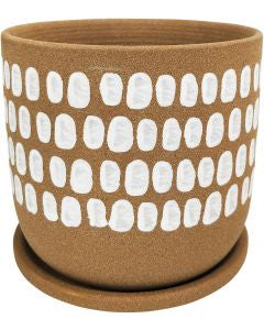 Tessa Dot Planter with Saucer Mocha - Sydney's Plant Market