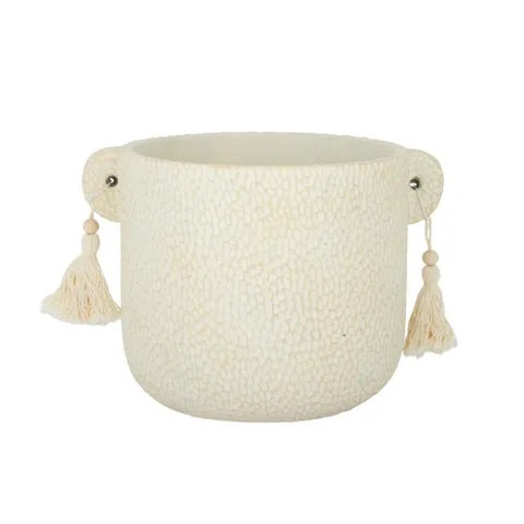 DANGLE CEMENT POT 25X18CM IVORY*