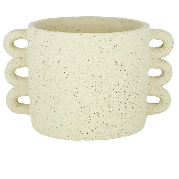 LOOPS CEMENT POT 33X20.5CM IVORY - Sydney's Plant Market