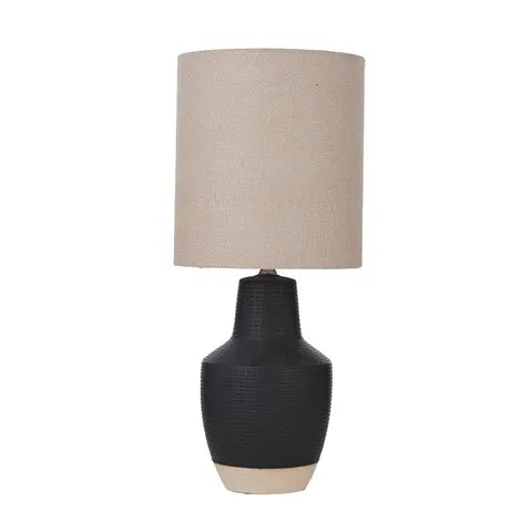 ZULU CERAMIC LAMP 27X61CM BLACK/NATURAL Sydney's Plant Market