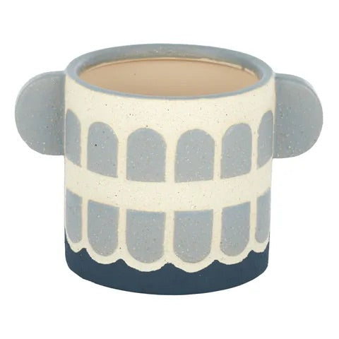 BILLOW CERAMIC POT 21.5X15.5CM NAT/BUE - Sydney's Plant Market