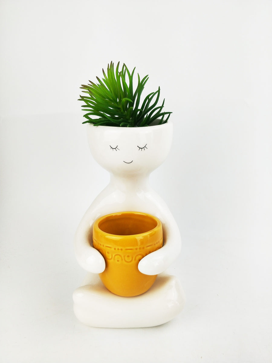 PERSON HOLDING PLANTER 20cm H20x12x15cm - Sydney's Plant Market