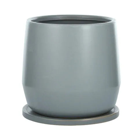 PITOT CER POT W SAUCER 22X22CM STEEL* Sydney's Plant Market