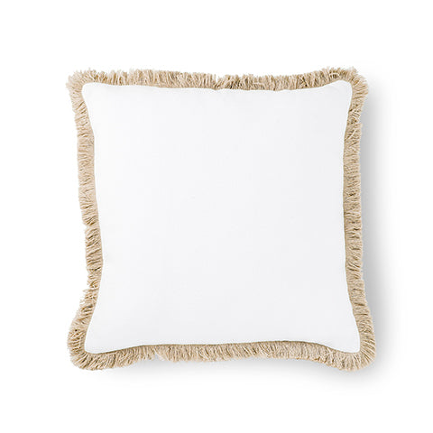 VERA BEIGE FRINGE CUSHION 50CM - Sydney's Plant Market