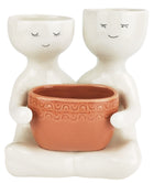 Friends holding a pot Planter Mustard Lg 21cm H21x20x12cm Sydney's Plant Market